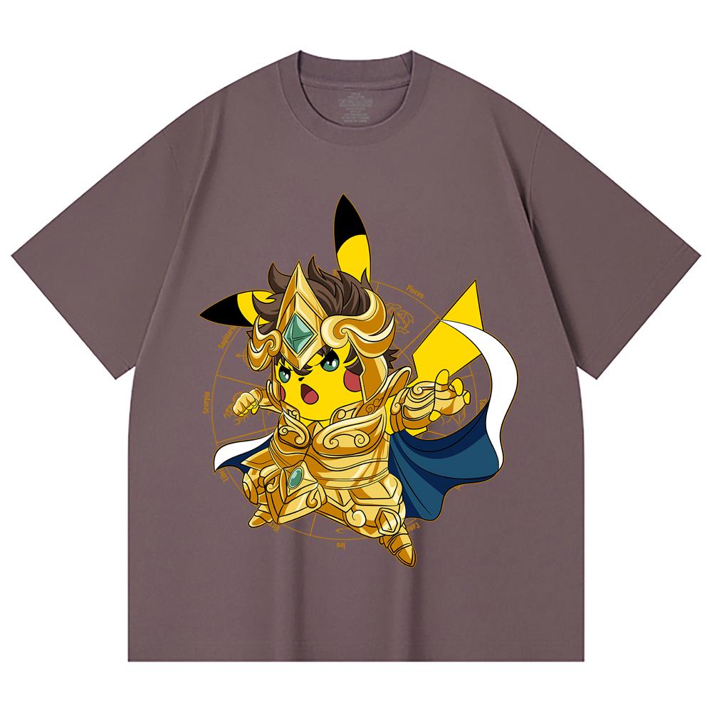 230 Gsm 100% Cotton Pokemon V25 Pikachu Leo Print Unisex Heavy Cotton T Shirt