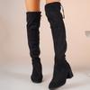 Women's Over-the-Knee Stretch Boots, High Heel Knee-High Boots, Plus Size Slim Fit Fall Winter Shoes