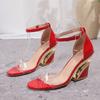 Summer 2025 new sexy crystal transparent wedge sandals women's fish mouth super high heel one-word sandals