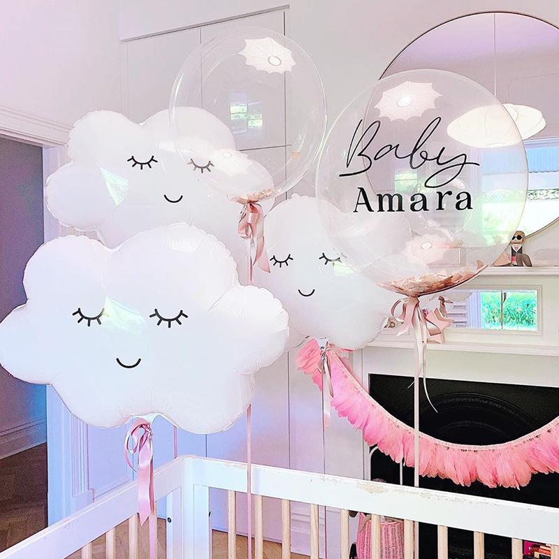 Rainbow Cloud Smiley Face Foil Balloon - Xiaohongshu Style Children's Party Decor.