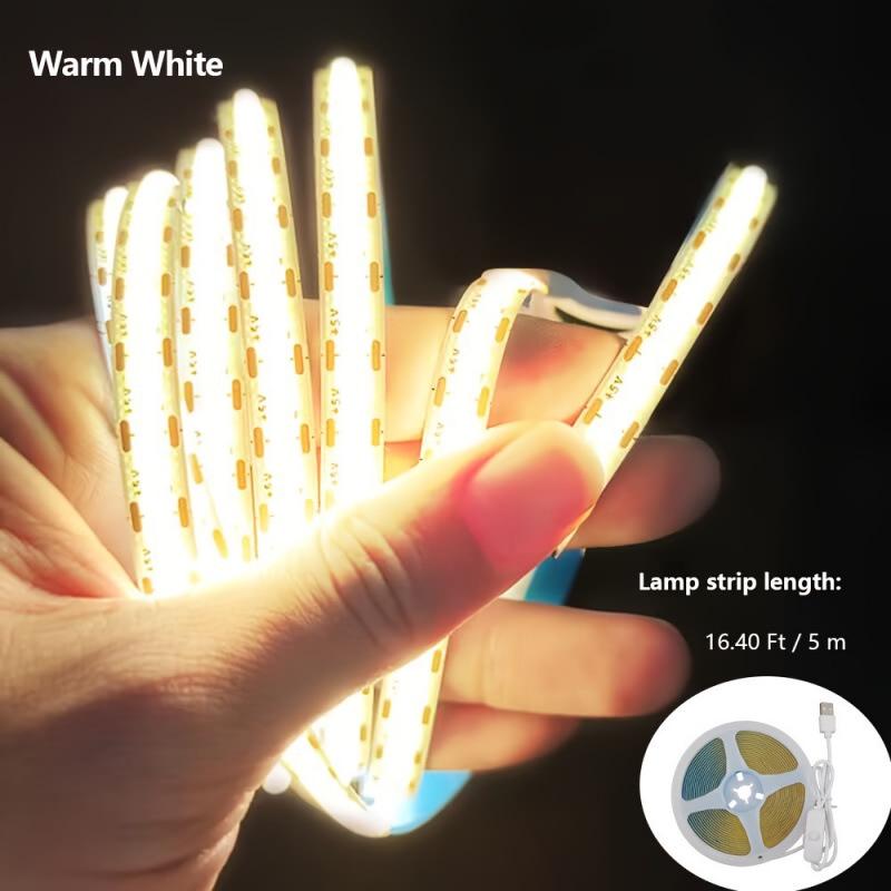 Hand-swept Waterproof LED COB Strip Light, USB Interface, Low Voltage, Super Bright, Touch Activated