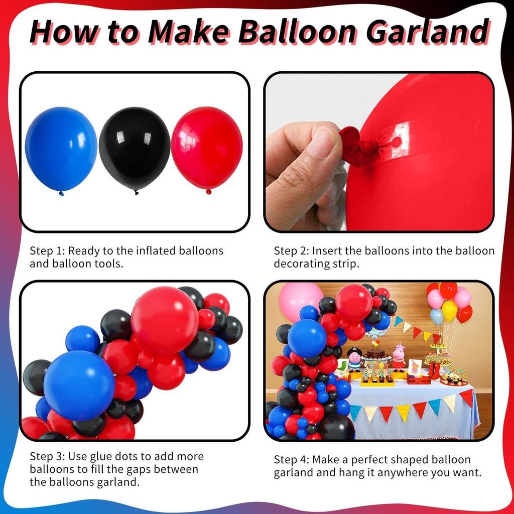 Red and Blue Themed Latex Balloon Children's Birthday Party Scene Decoration