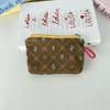 Mini Corduroy Cosmetic Pouch Solid Color with Contrast Zipper Portable Lipstick Makeup Bag Coin Purse for Women