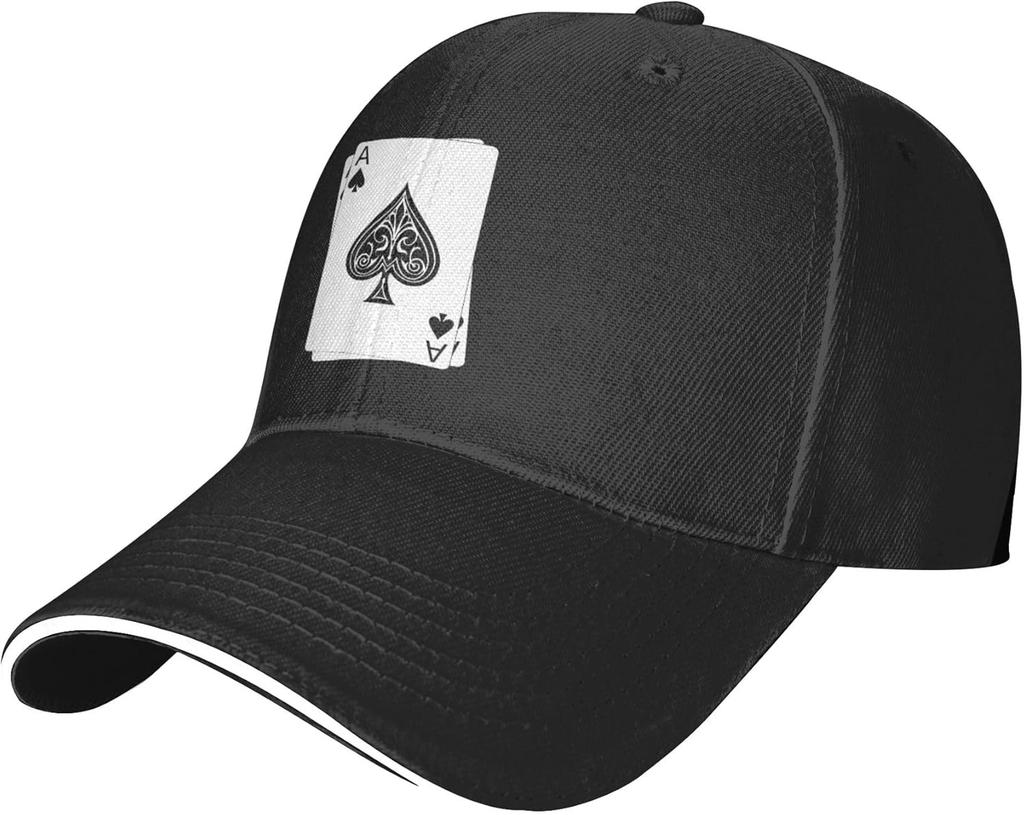 Poker Ace of Spades Baseball Cap Men Women Adjustable Peaked Sandwich Dad Hats Golf Hat
