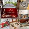 Christmas Theme Door Mat With Santa Claus Snowman Christmas Tree Patterns Soft Decorative Entryway Rug For Xmas Season Decor