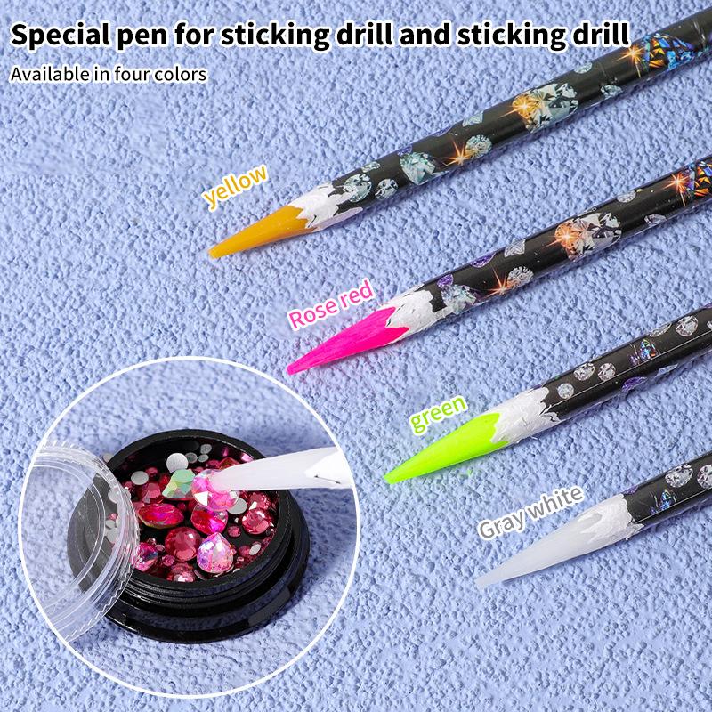 1Pcs Crayon Wax Dotting Pen Pencil Nail Art Self-Adhesive Gems Drilling Picking Picker Tips Manicure Tools