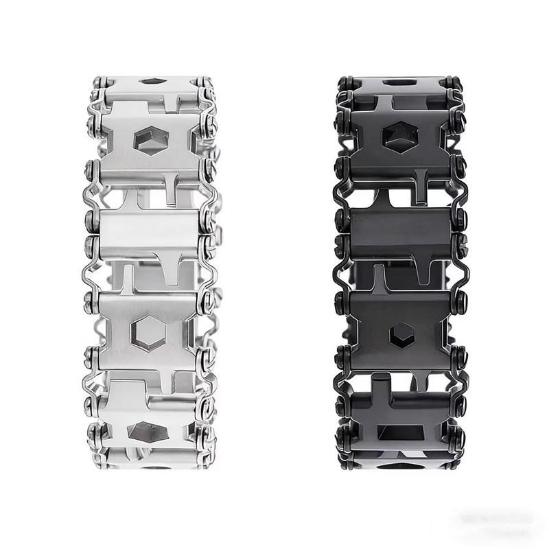 Stainless Steel Multi-Tool Bracelet: Wearable Outdoor Emergency Wristband