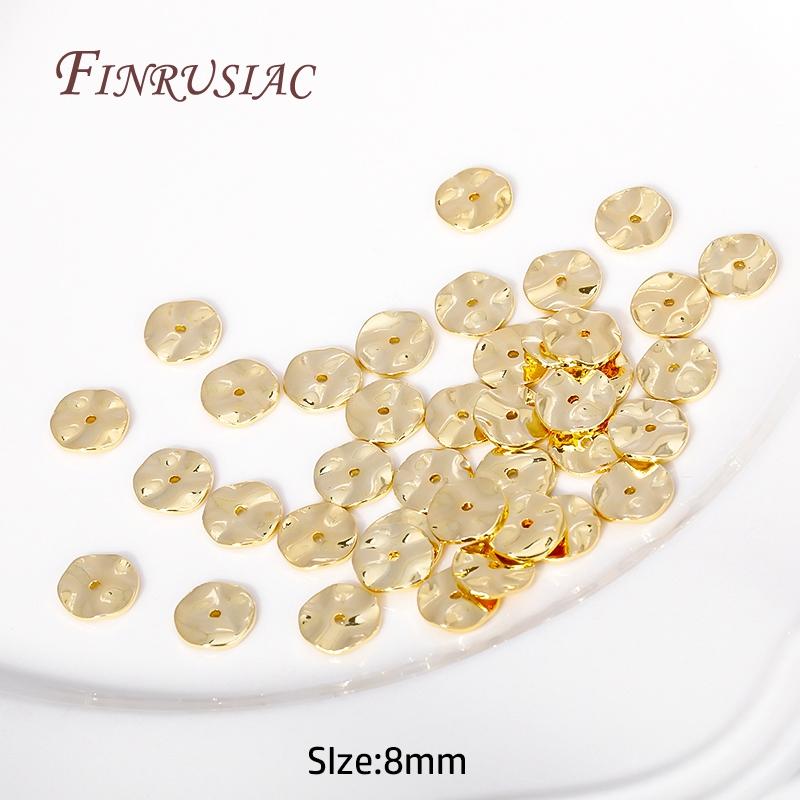 4/5/8MM 18K Gold Plated Wave Flat Spacer Beads,Wave Curling Round Bead Separators DIY Beading Jewelry Making