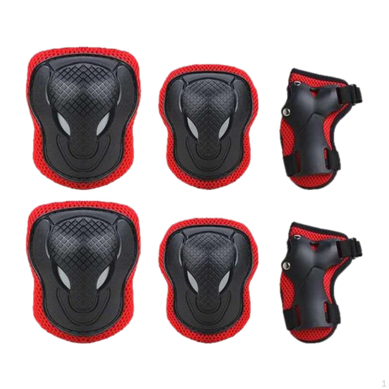6Pcs Kids Elbow Wrist Knee Pads Protective Gear Skate Cycling Red XS