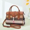 Aidrani Classic Plaid Women's Bag, Large Capacity Handbag, Canvas Patchwork Cowhide Shoulder Bag