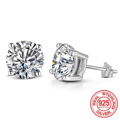 0.5-2 Carat 8.0mm D Color Moissanite 100%   Copper Stud Earrings For Women Top Quality Sparkling Wedding Jewelry