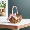 Woven Storage Basket with Handle Wedding Flower Girl Baskets Wicker Rattan Flower Basket Home Decoration
