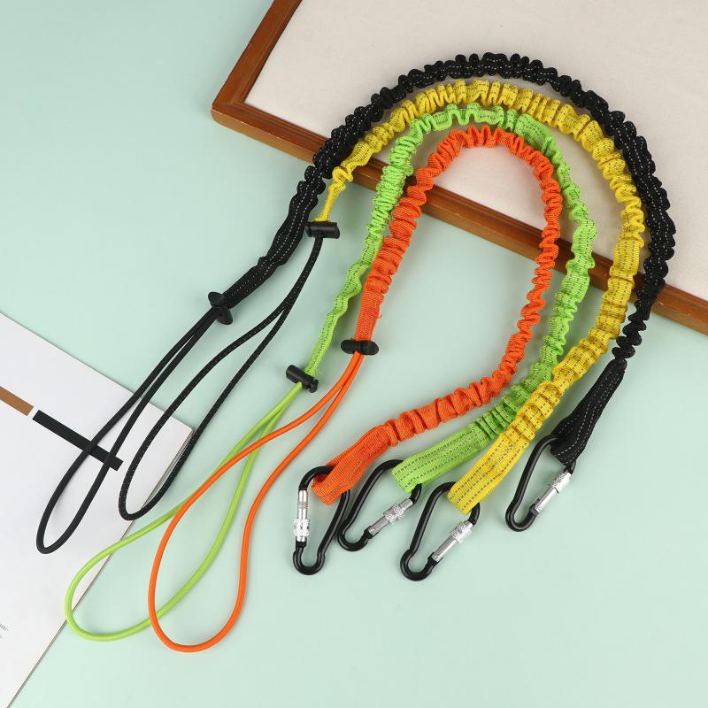 Safety Bungee Tether Tool Lanyard With Carabiner Hook Climbing Working Anti-Falling Safety Rope Aerial Work Climbing Accessories