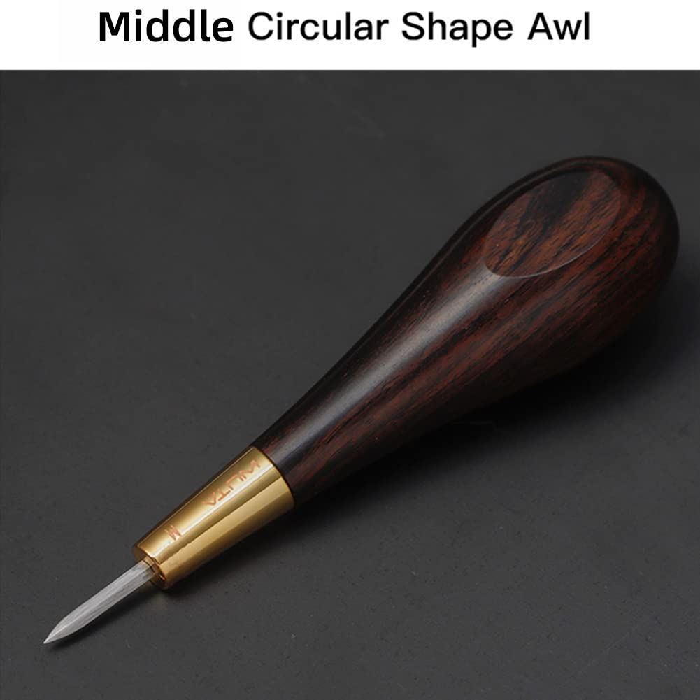 WUTA S M L 3 Sizes Diamond Shape Stitching Awl Ebony Black Wood Handle Leather Craft Sewing Awl Kit Handmade Sewing Tools DIY Stitcher 1 Set Taper, (3