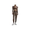 Nike High-Waisted Logo Cuffed Knit Joggers Women Bottoms Brown FB5435-233