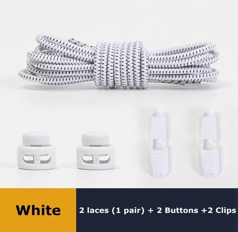 New1 Pair No Tie Shoelaces 1 Second Fast Round Plastic Lock Elastic Shoelace Suitable for All Sports Shoes Accessories Lazy Lace