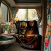 Skull Embraces Cat Under Moonlight Artwork Blanketcustomizable With Your Namecomfortable And Stylish Perfect For Travel Beds Chairs Offices Sofas