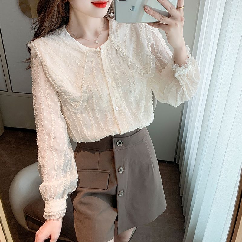 

Korean-Style All-Match Long-Sleeve Shirt with Loose Beads Apricot color 2XL