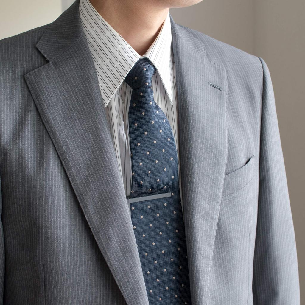 Tabarat Colored Tie Made in Alligator Business Style Clip, Men's, Japan, Brass, Closure, (Gray)