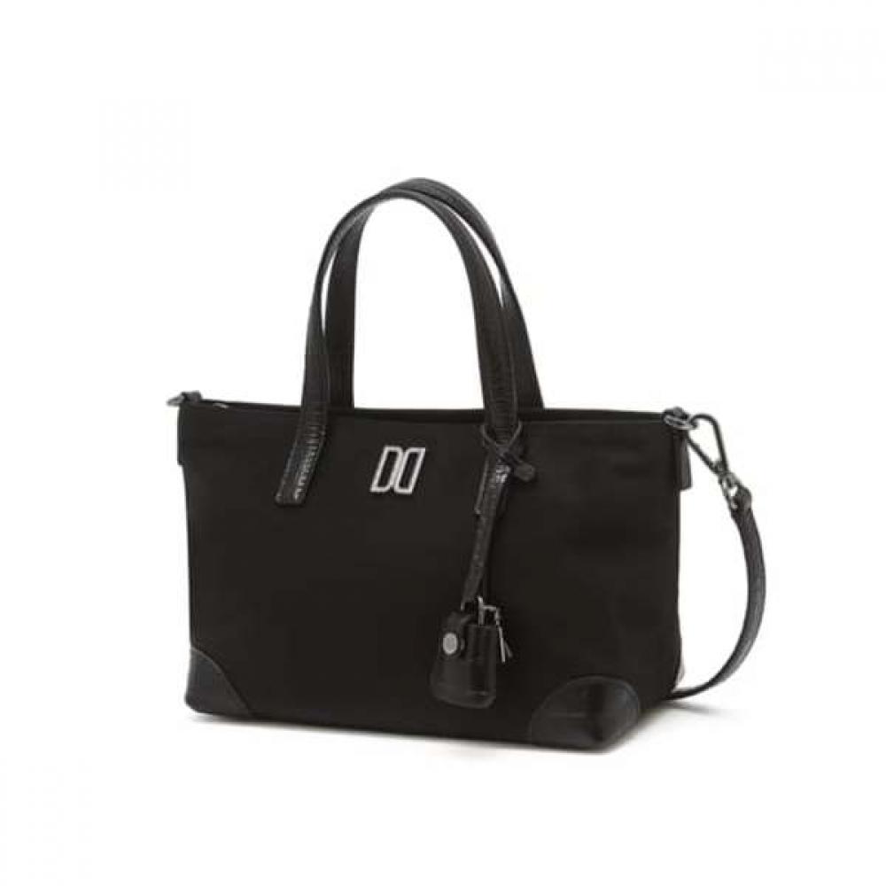 DakS Black Croco Leather Nylon Tote Bag S