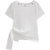 IEF Chic French Style Waist-Cinched Short Sleeve Blouse