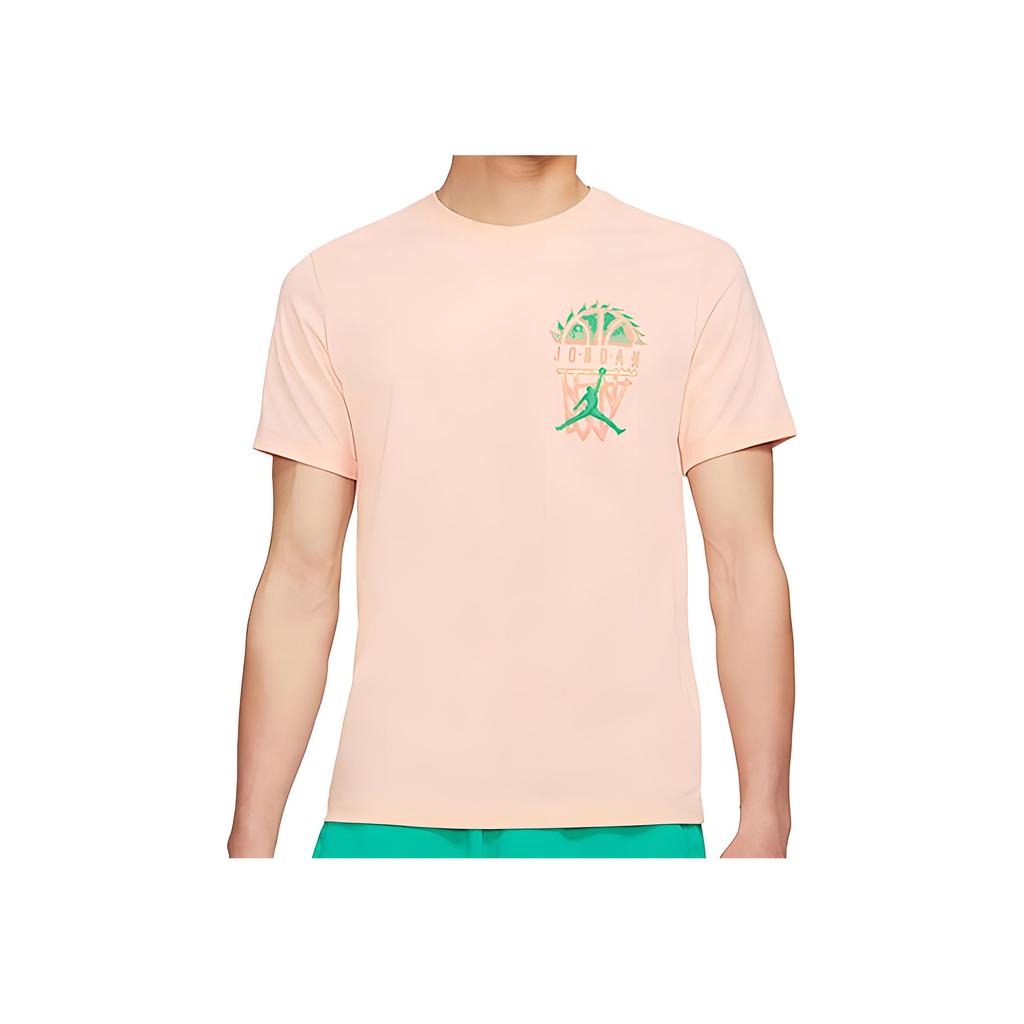 Jordan DNA Logo Geometric Pattern Print Crew Neck Short Sleeve T-Shirt Men Tops Orange Pink DQ8643-800