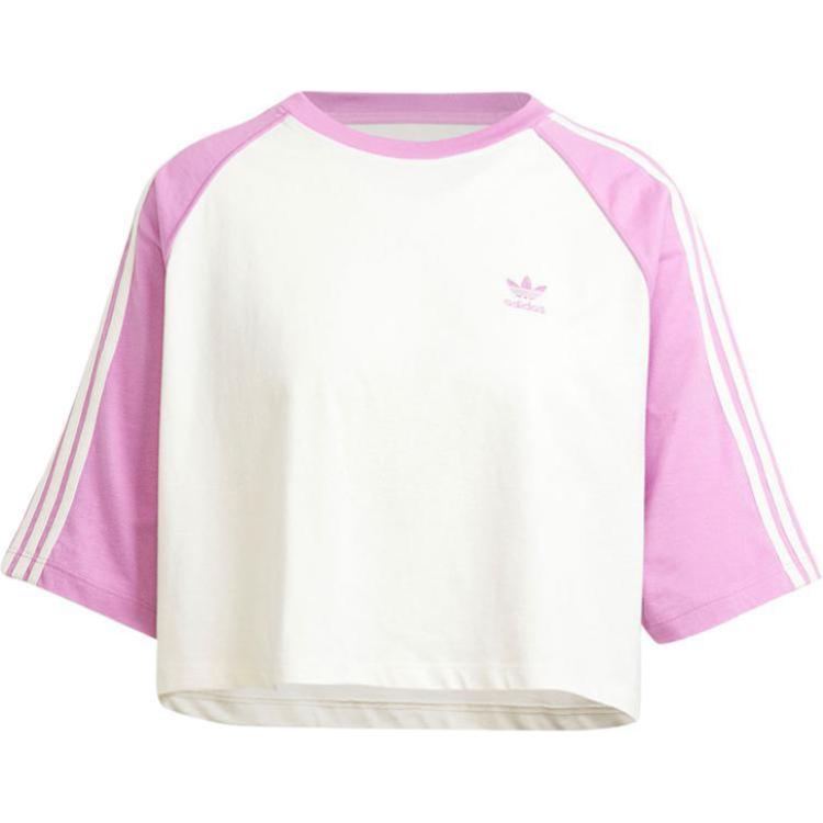 

Adidas Оригинальные Adicolor Sports Casual Comfortable Short Sleeve T Shirt Women Tops White Deep-Purple IZ2827 XS