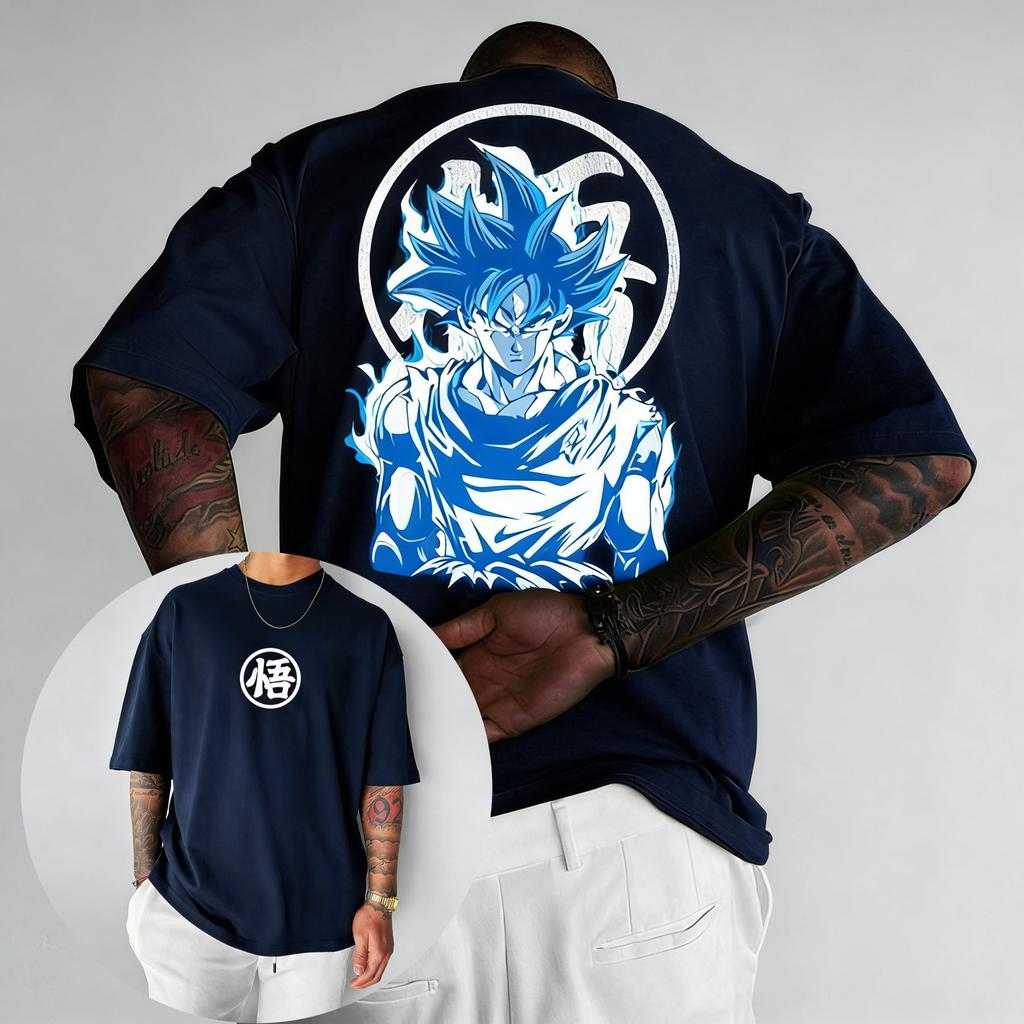 New Dragon Ball Super Z Anime Direct Spray Printing Trendy Casual Heavy Weight Cotton Short Sleeved Tshirt Mens Summer