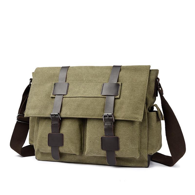 

Мужская холщовая сумка через плечо в корейском стиле ретро - Повседневная и практичная сумка-кроссбоди для студентов армия зеленый