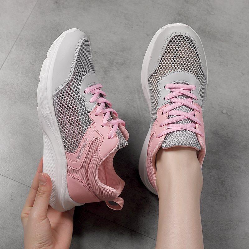 Summer New Korean Casual Sports Shoes for Women Lightweight Soft Soled Hollowed Out Breathable Student Running Shoes