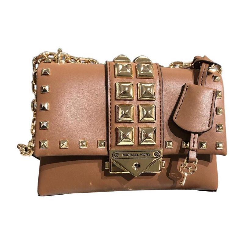 New MICHAEL KORS Cece Leather Shoulder Bag, Crossbody Bag Regular Women's Brown 35F2G0EC1Y-LUGGAGE