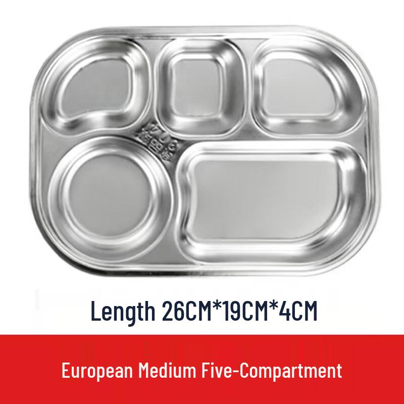 Ru Han 304 Stainless Steel 5-Compartment Dinner Plate