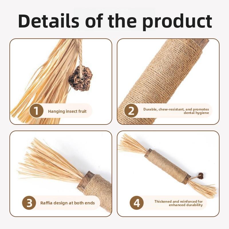 Super Großer Hölzerner Tianliao Beißring, Raffiagras Katzenspielzeug, Selbstbeschäftigender und Langweiliger Katzenminze-Ball, Katzen-Reizstab, Katzen-Katzen-Zauberwerkzeug