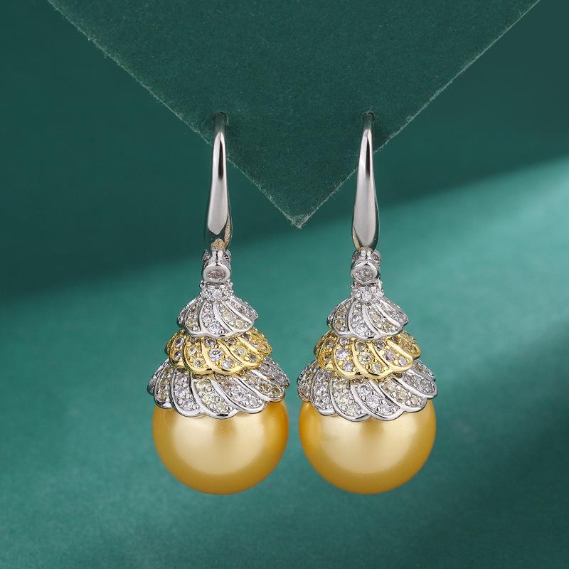 

Серьги с жемчугом цвета шампанского, корейский выпуск, серьги с жемчугом премиум-класса, женские длинные серьги с жемчугом знаменитости