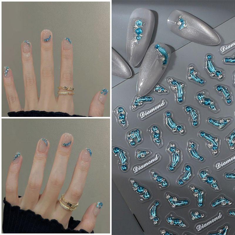 

Summer Manicure White and Blue Nail Stickers Jelly Adhesive Three-Dimensional Asymmetrical Water Drop Nail Decals 405 Default