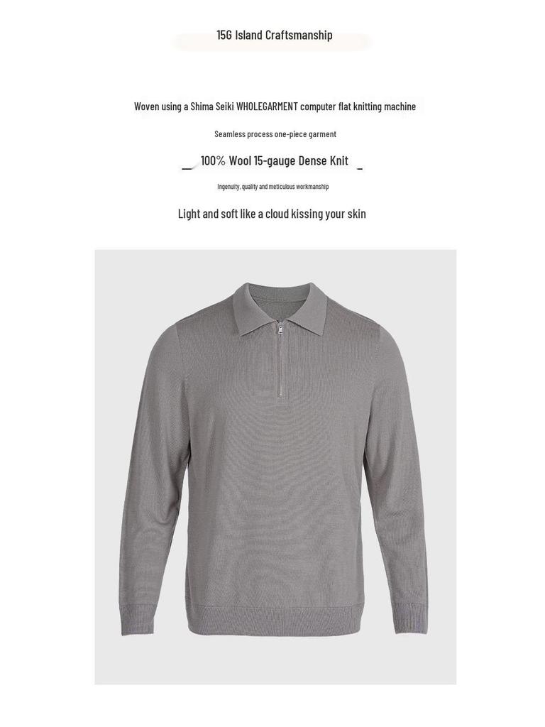 2025 Men's Seamless Long Sleeve Wool Sweater - Solid Color Knitwear for Business Casual