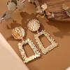 European and American Exaggerated Atmospheric Matte Hipster Geometric Earrings, Creative Personalized Relief Trapezoidal Long Metal Earrings