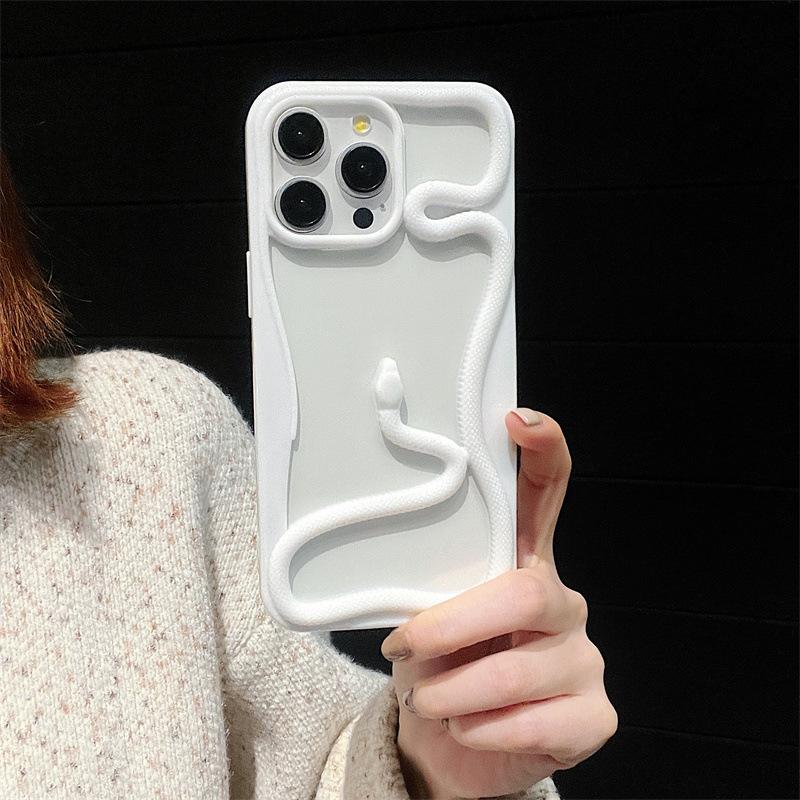 Year of The Snake for Apple 16PROMAX Phone Case Hollowed Out Snake for IPhone 15 Electroplated Protective Case