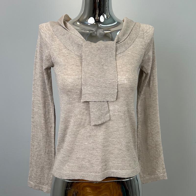 South Korea's Dongdaemun New Sexy Lace-Up Knit Sweater – Flirty Collarbone-Revealing Design