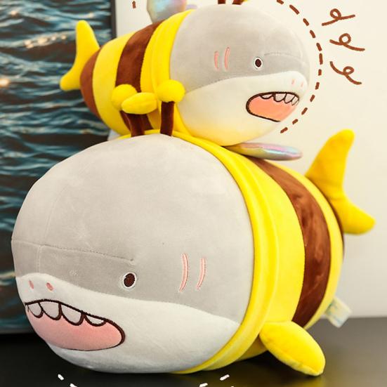 Shark Bee Plush Plushies Doll 2-in-1 Cross-dress Doll Hug Soft Cushion Soothing Pillow Companion Toy Stuffed