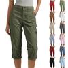 Women's High Waist Cargo Capri Pants with Multiple Pockets Adjustable Hem Button Closure Casual Fit Durable Fabric