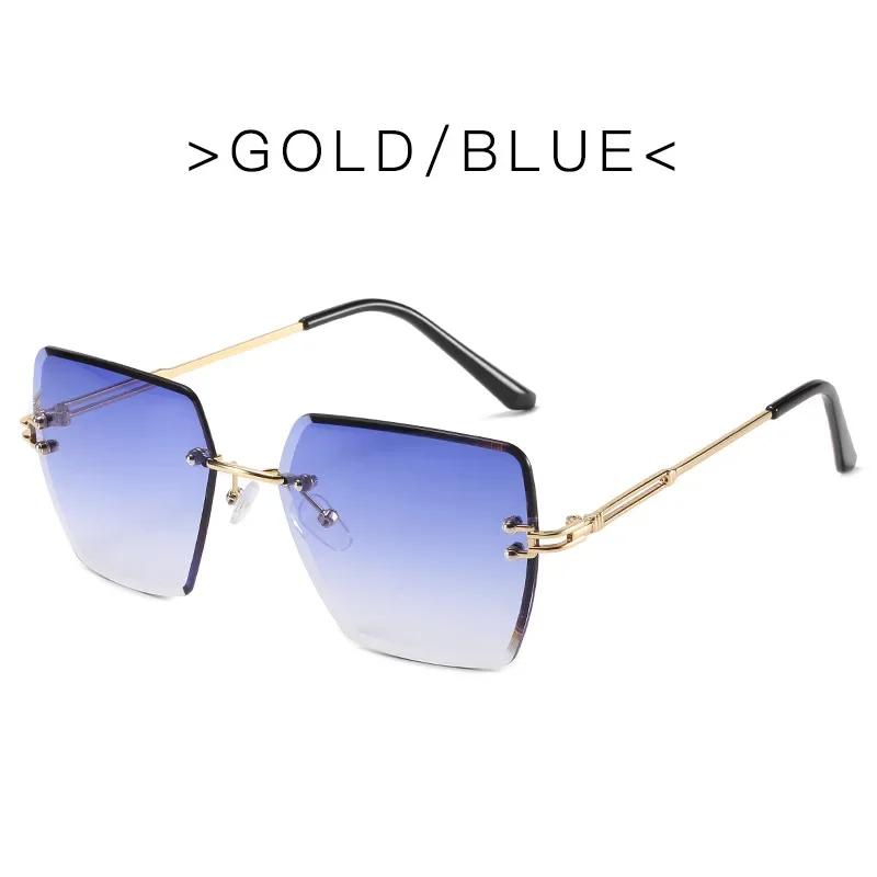 Fashion Oversized Rimless Sunglasses Women Famous Luxury Brand Design Sexy Vintage Lady Summer Style Sun Glasses