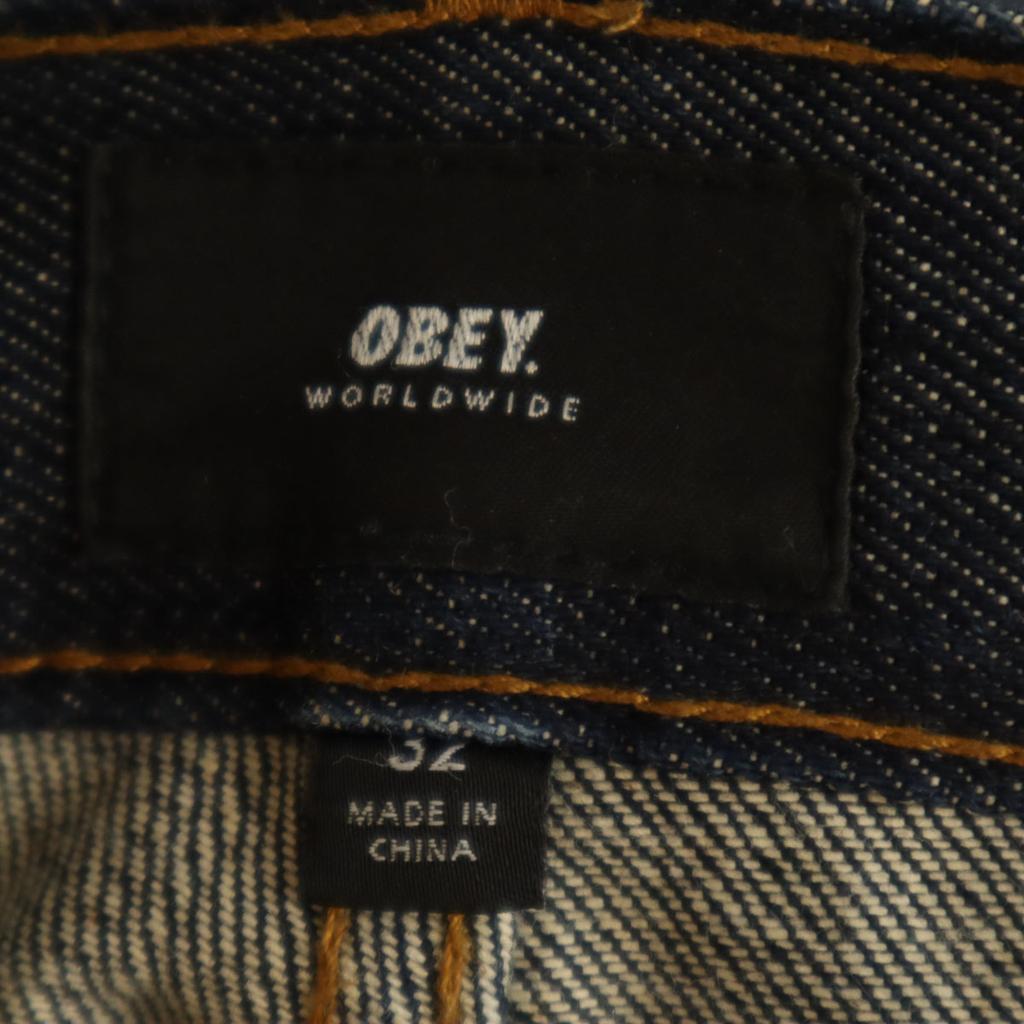 Obey Straight Denim Pants W32 Navy Jeans Men's Used