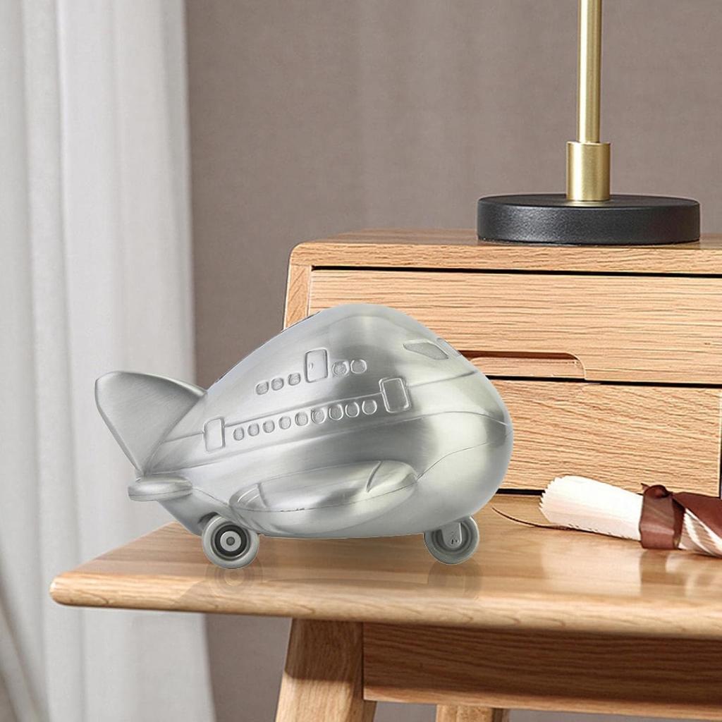 Air Plane Shape Saving Bank, Zinc Alloy Airplane Savings Jar Coin Bank Savings Pot Airplane Piggy Bank Money Saving Box Penny Coin Saving Pot for