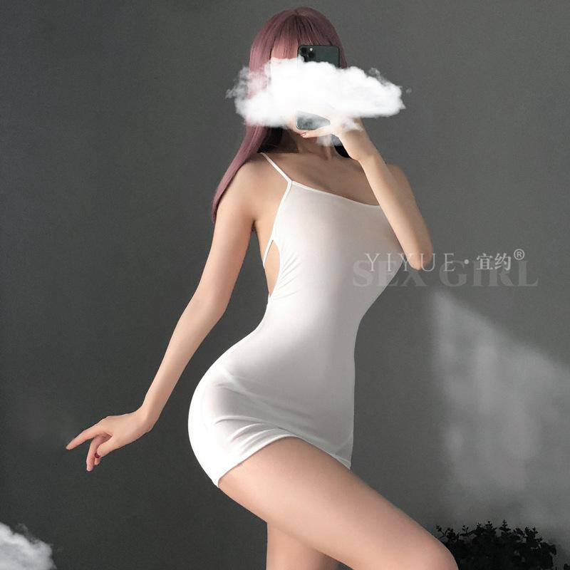 Erotic Underwear Ice Silk Halter Jumpsuit, Hip Skirt, Uniform Seductive and Sexy ol Secretary Set Wholesale 8096
