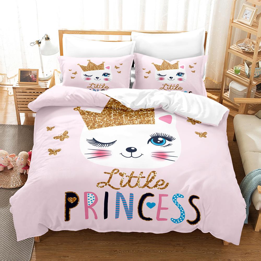 

Cute Cartoon Animal Cute Pet Three-Piece 3D Digital Printing Quilt Cover Pillowcase Bedding 90*190