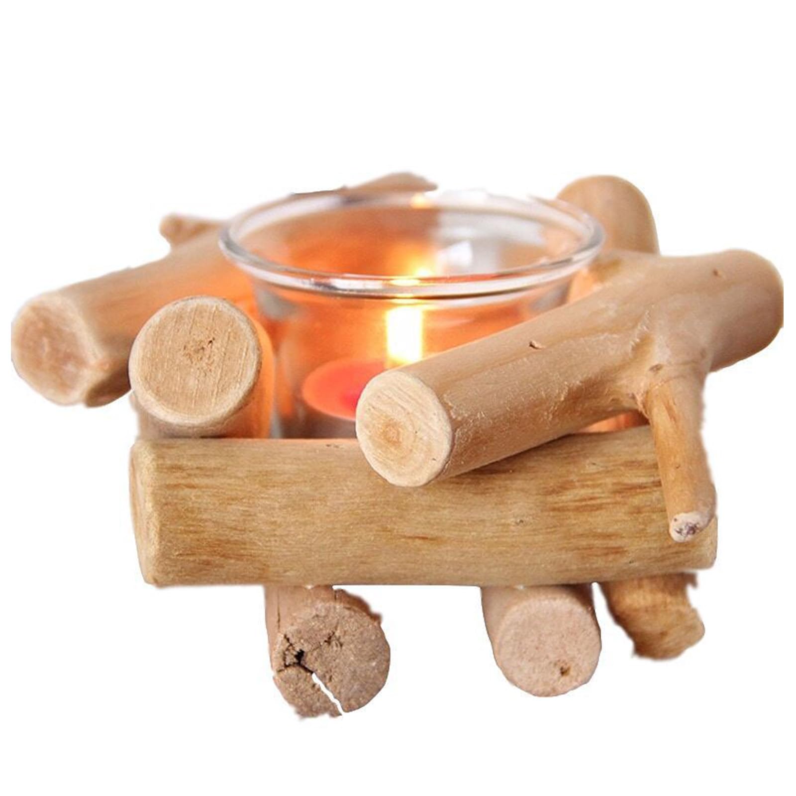 

Hyack Nordic Interior Decor, Stylish Gift, Driftwood Candle Holder, Relaxing Glass Candlestick [Parallel Import]