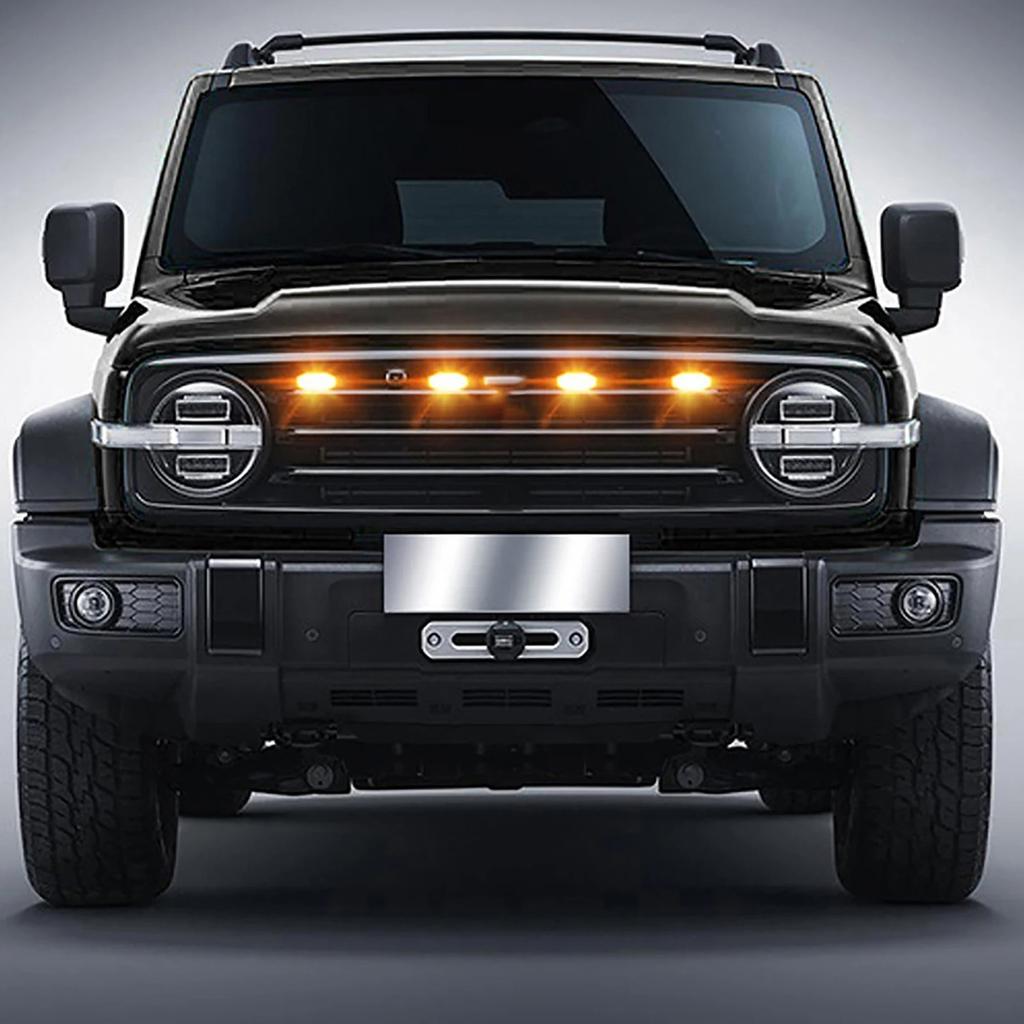 4Pcs/set Car LED Grille Light Yellow Amber Lights Universal  Front Grille Running Lights Wire Fog Lamps Modify Cars Accessories