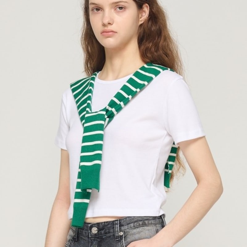 CARGOBROS Pasiasty Warstwowy Dzianinowy Ponczo (Zielony)