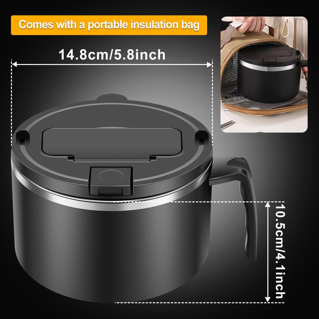 1200ml Rapid Ramen Schüssel mit filterbarem Deckel Mikrowellen Ramen Nudelschüssel mit Löffel Essstäbchen BPA-freie Ramen Kochschüssel